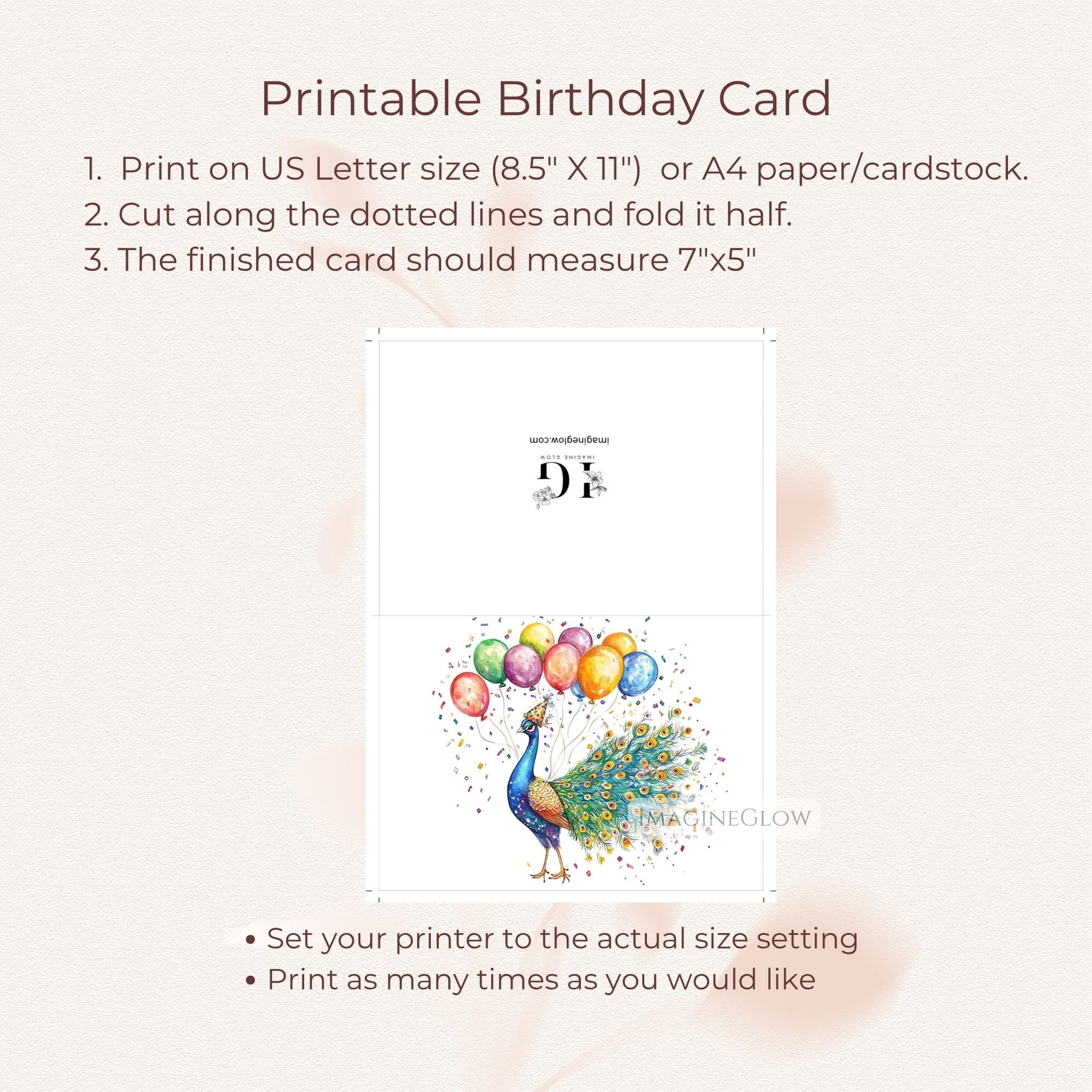 vibrant peacock illustration
nature themed birthday card
artistic peacock card