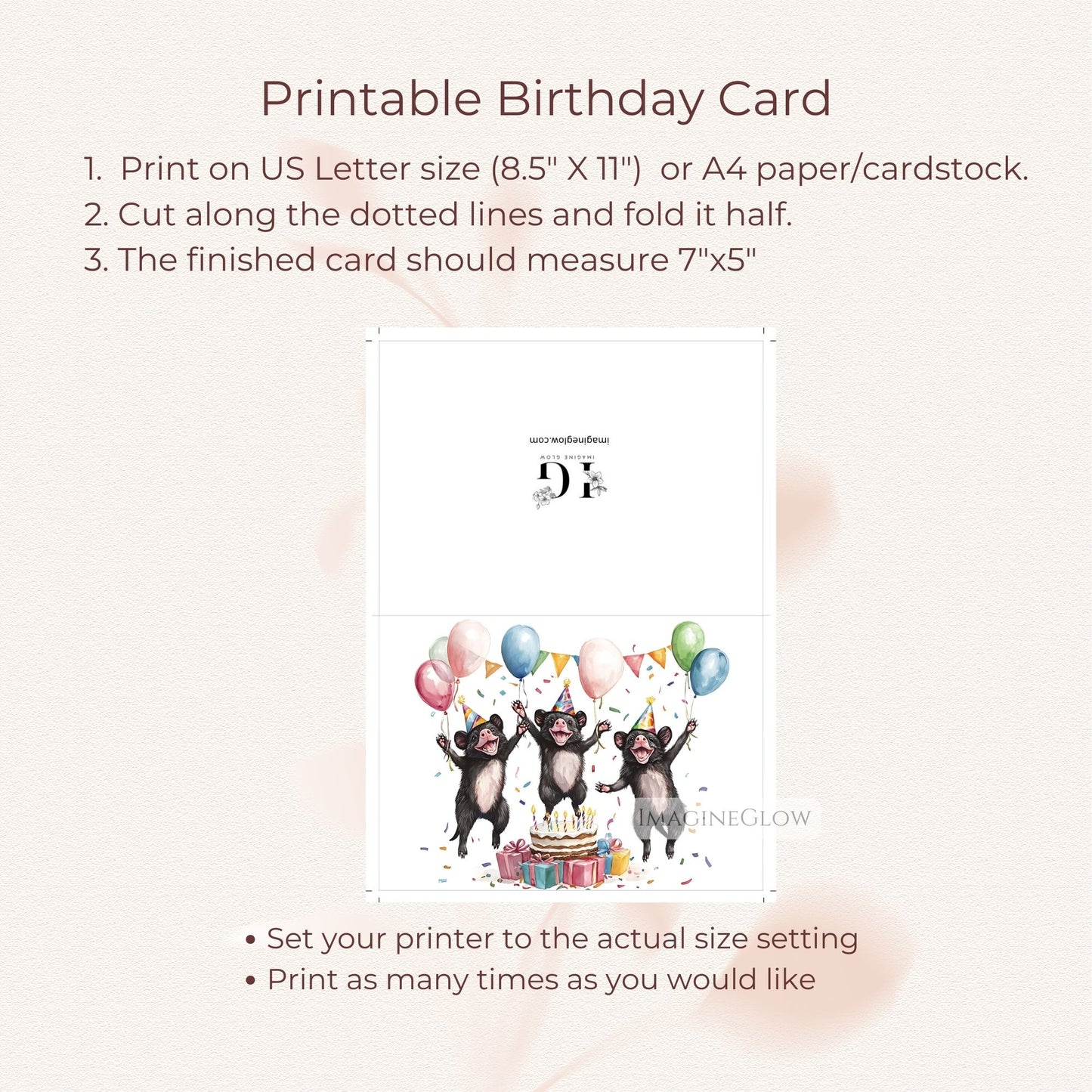 printable Tasmanian Devil card
unique Australian animal card
wildlife-themed birthday card