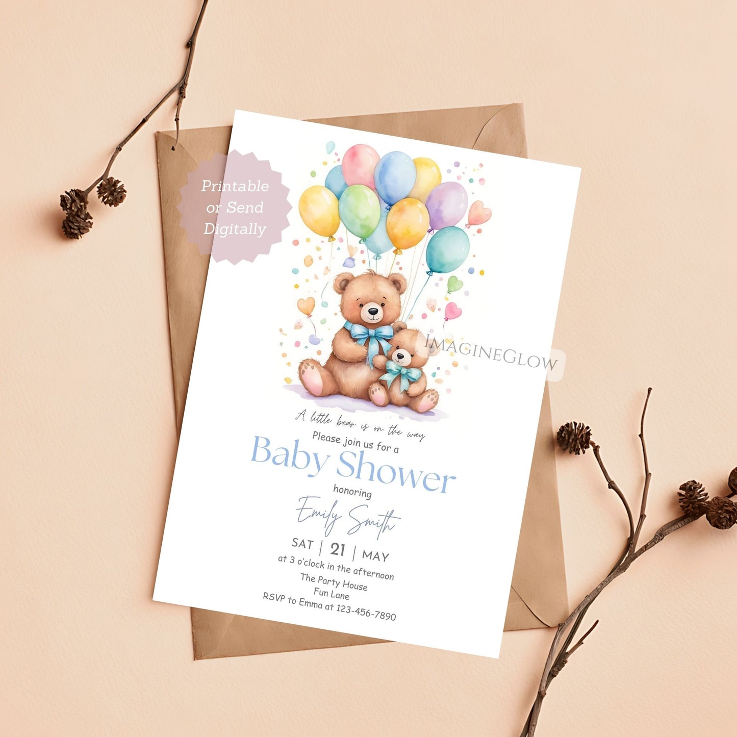 baby bear shower invitation
