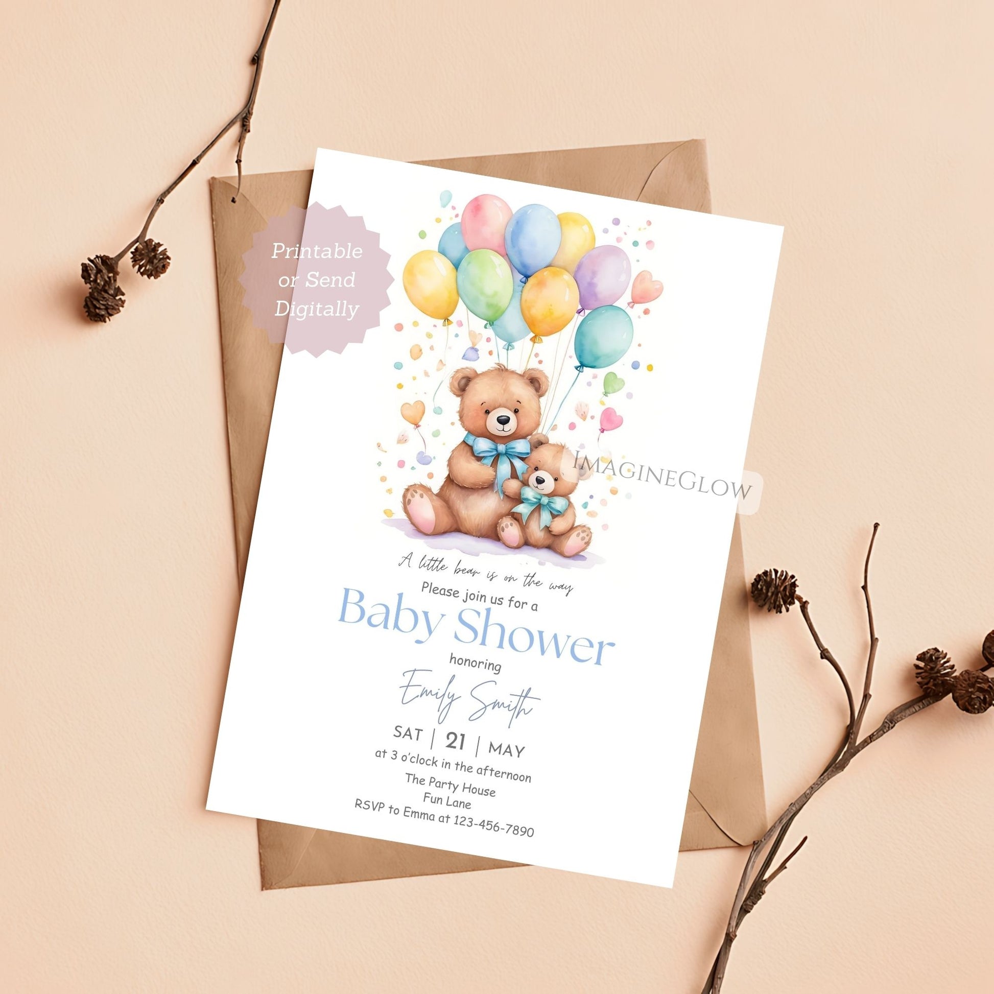 baby bear shower invitation
