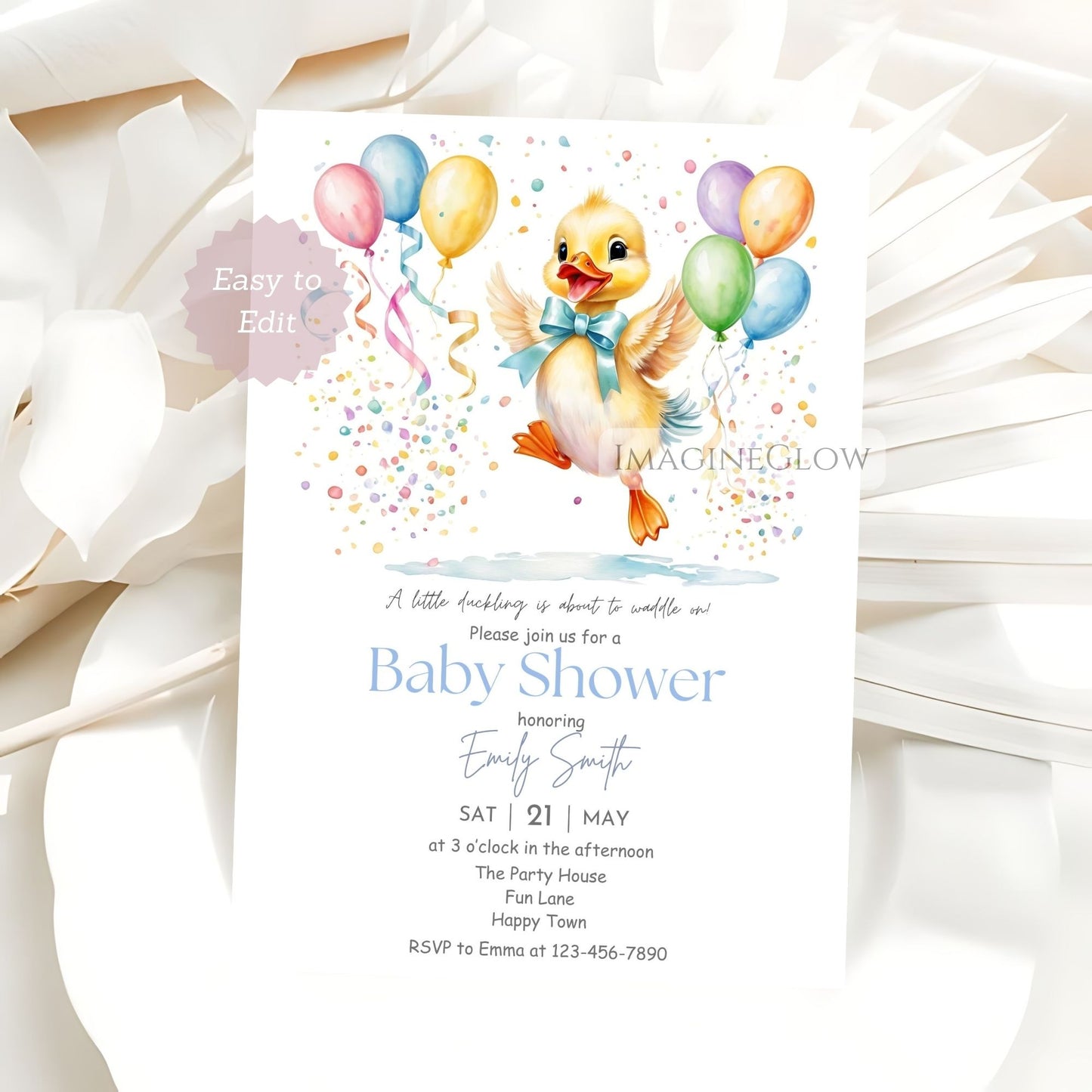 editable duckling baby shower template
