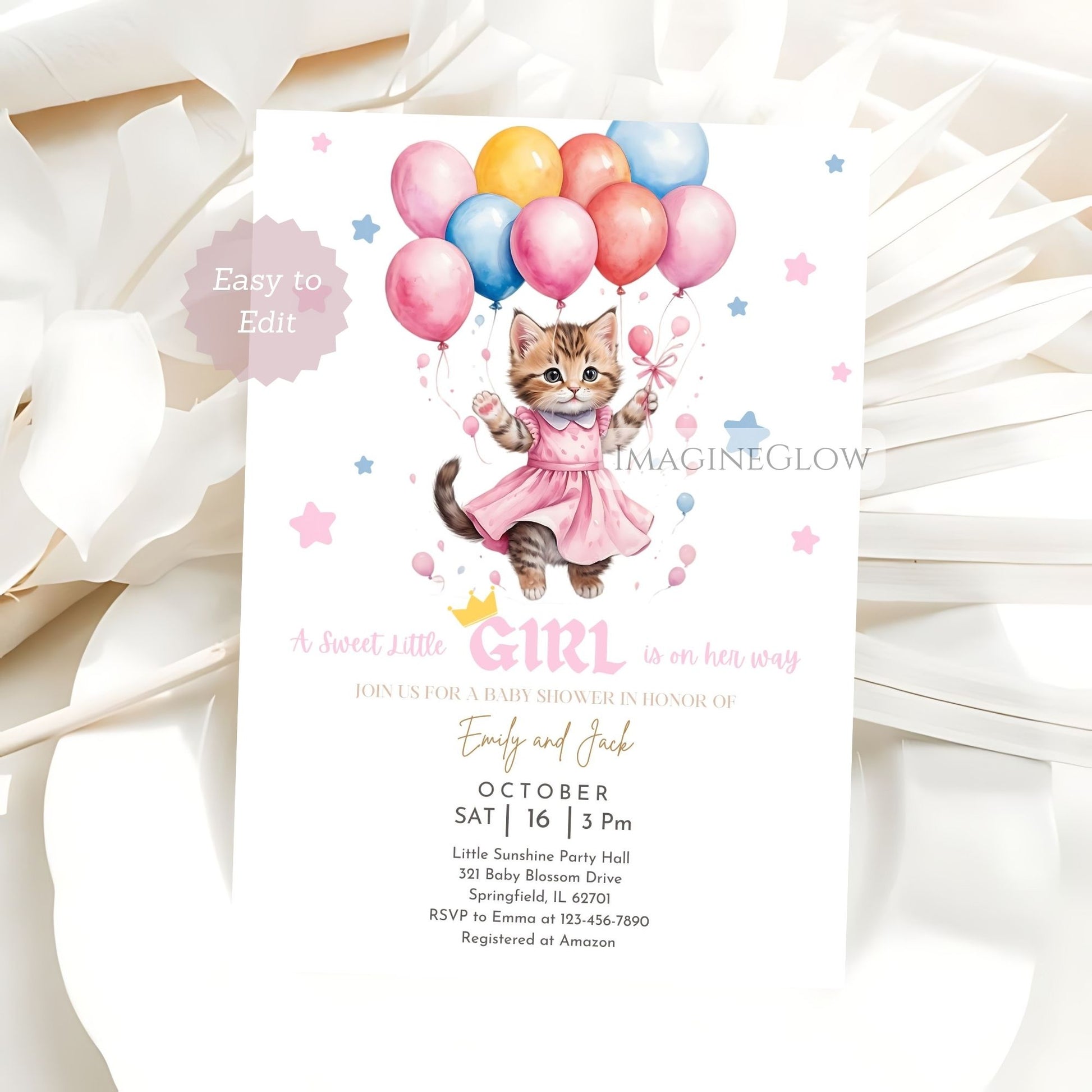 editable kitten baby shower template
