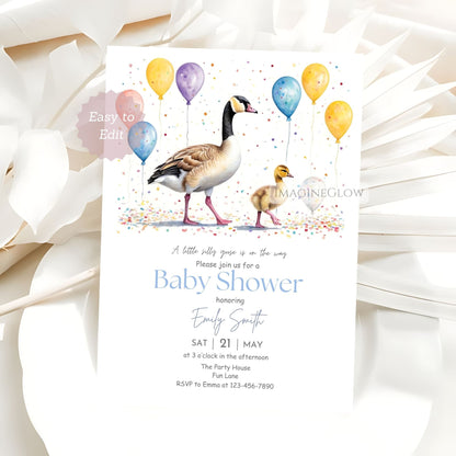 editable goose shower template
cute goose farm baby invite
