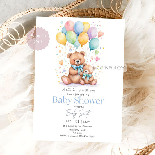 bear baby shower invitation
