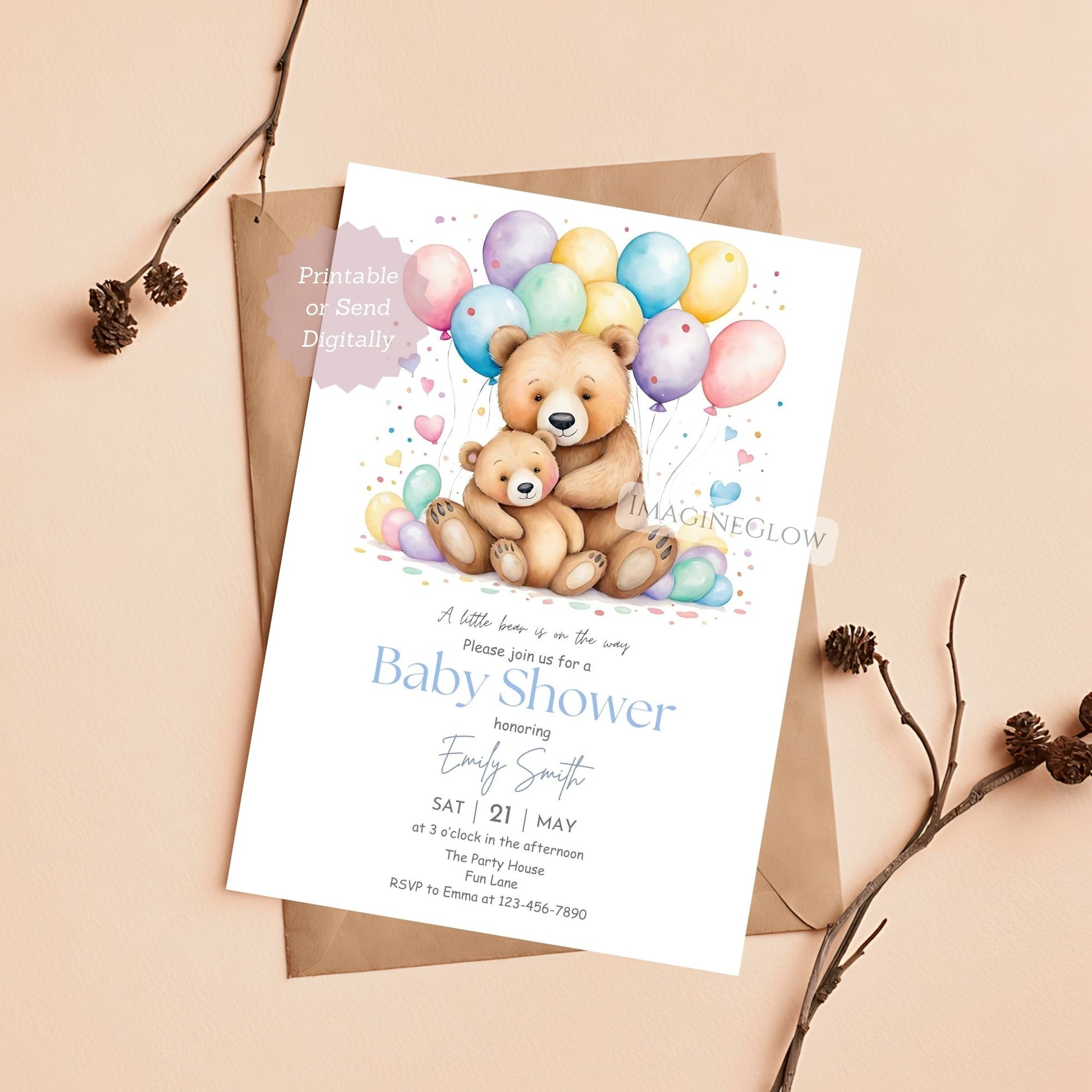 nature-inspired baby shower invitation