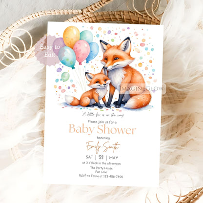 woodland fox baby shower invite
printable fox baby invite

