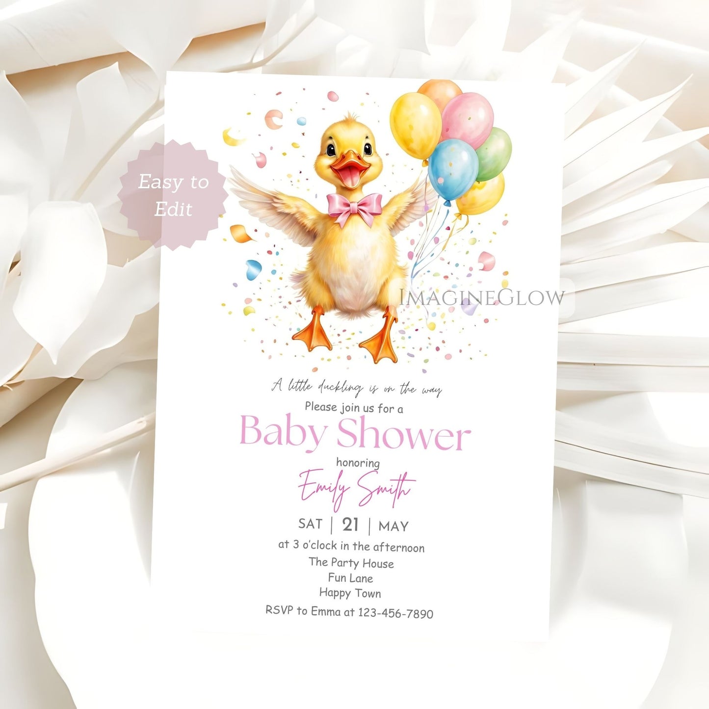 duckling baby shower invitation for girl
