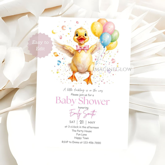 duckling baby shower invitation for girl
