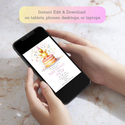 Printable rubber duck baby shower invitation
