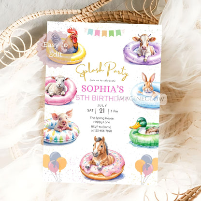 horse pool party invitation
