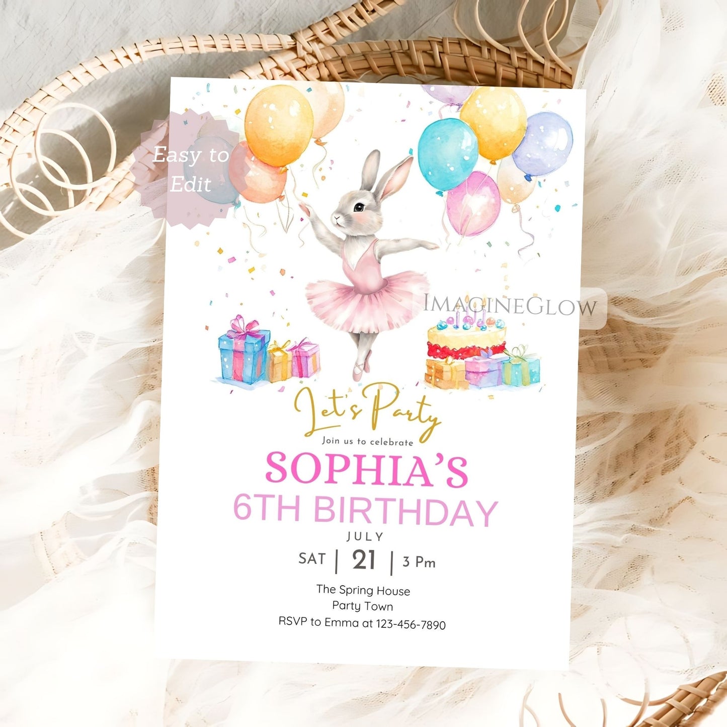 ballet themed birthday invitation for girls
