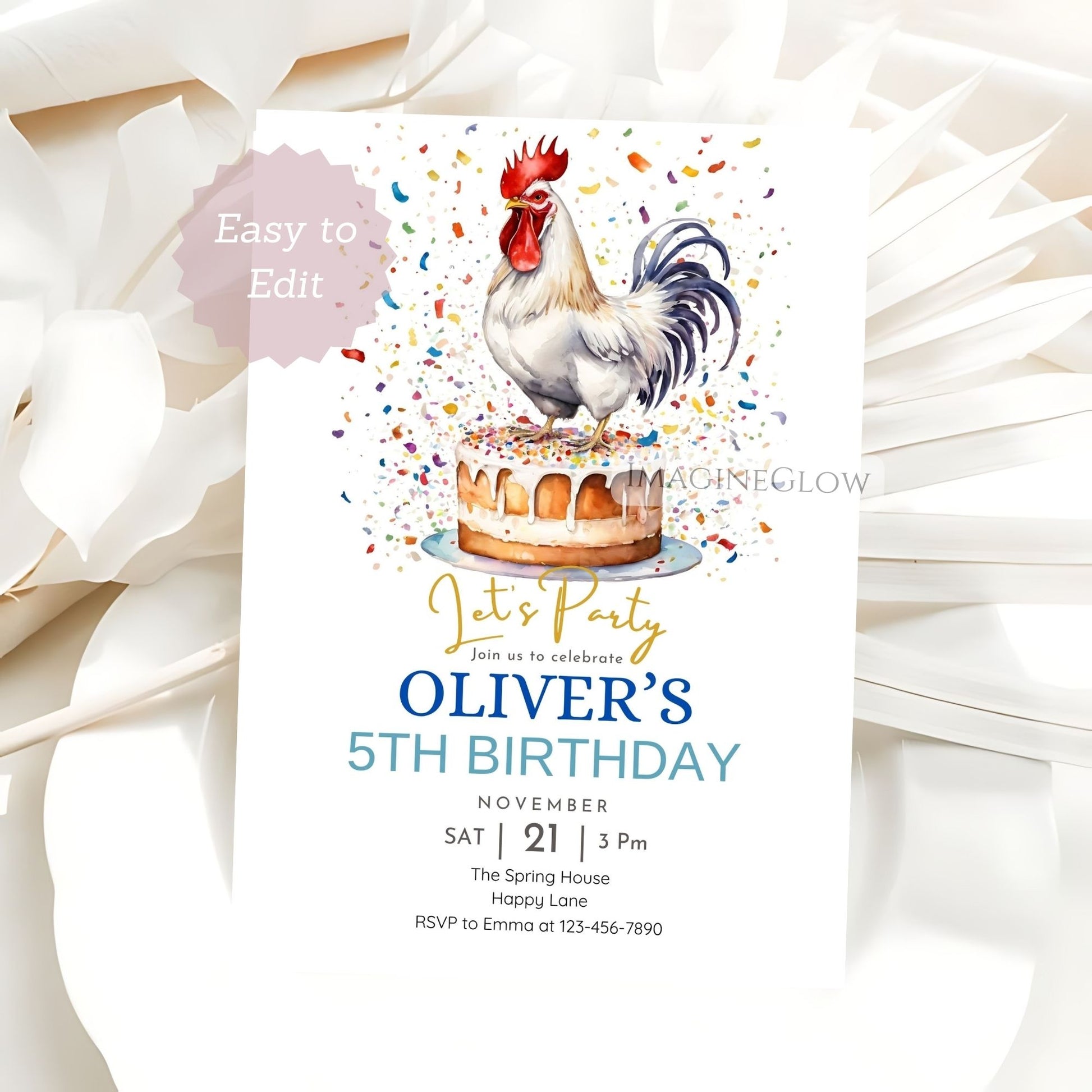 barnyard animal party invite
chicken party celebration invitation