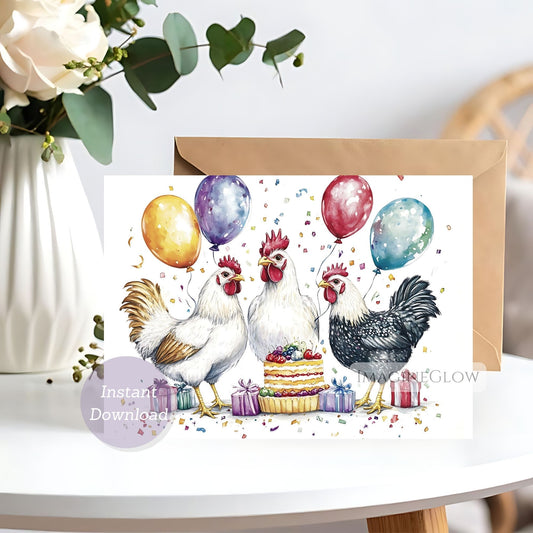 Rooster birthday card with farm design
Funny rooster birthday card for all ages
