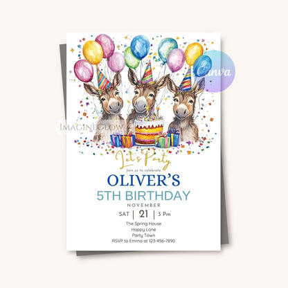 Barnyard-themed printable donkey invite
