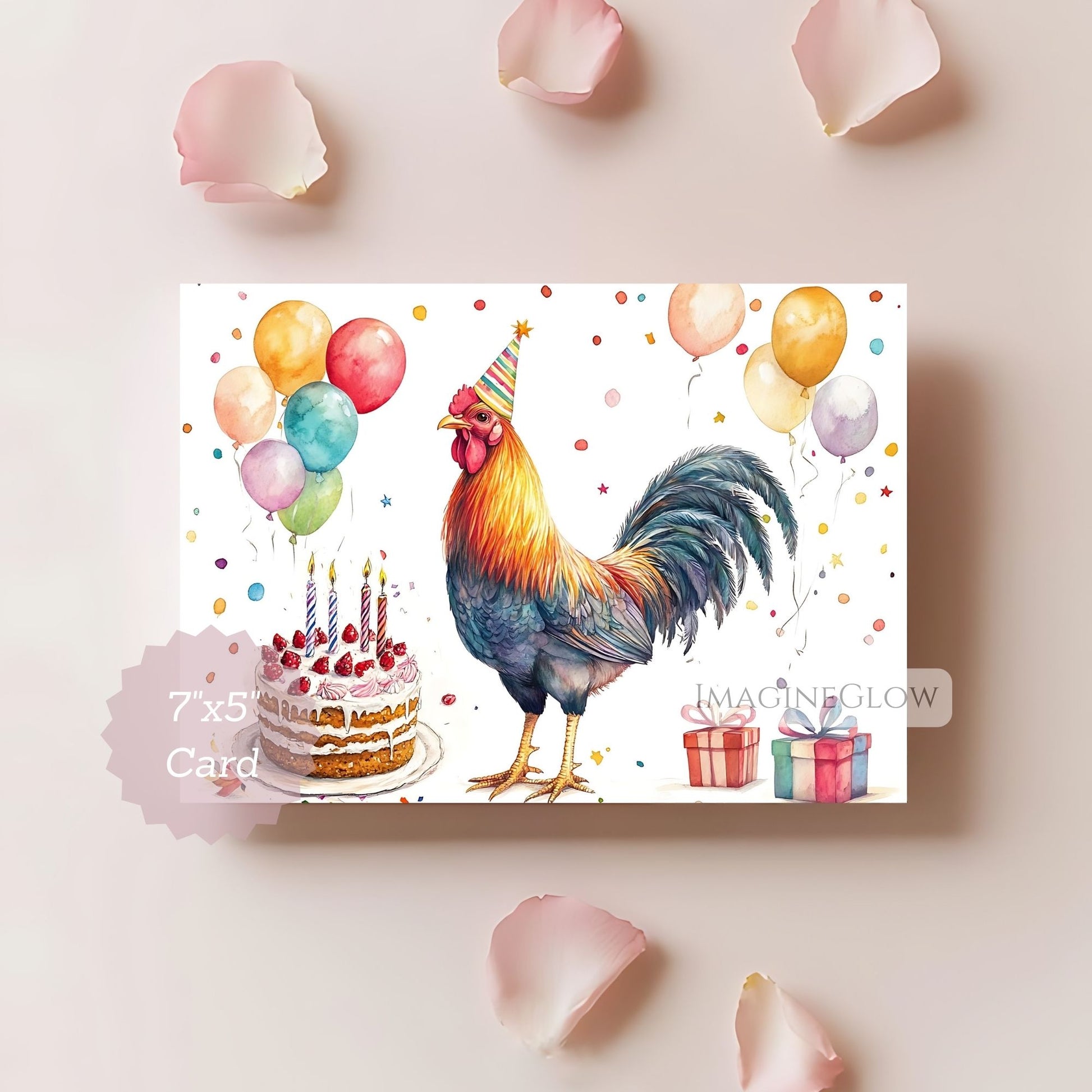 colorful rooster birthday card
barnyard rooster birthday card
whimsical rooster greeting card
charming rooster birthday card