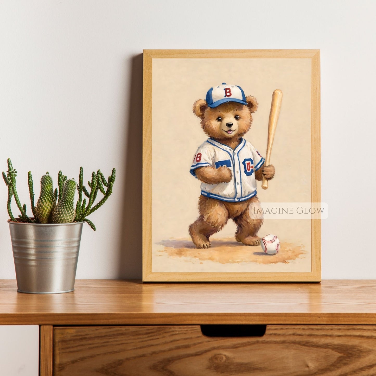 baseball bear printable wall art
sports animal nursery digital download
