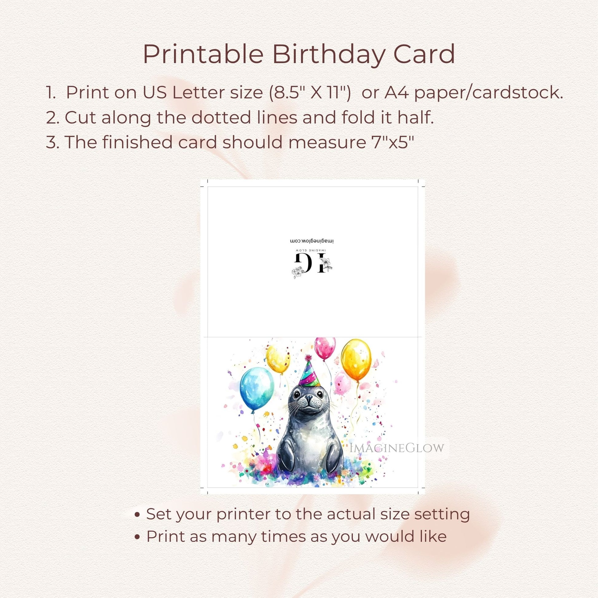 ocean animal birthday card
beach theme seal card
digital seal birthday card