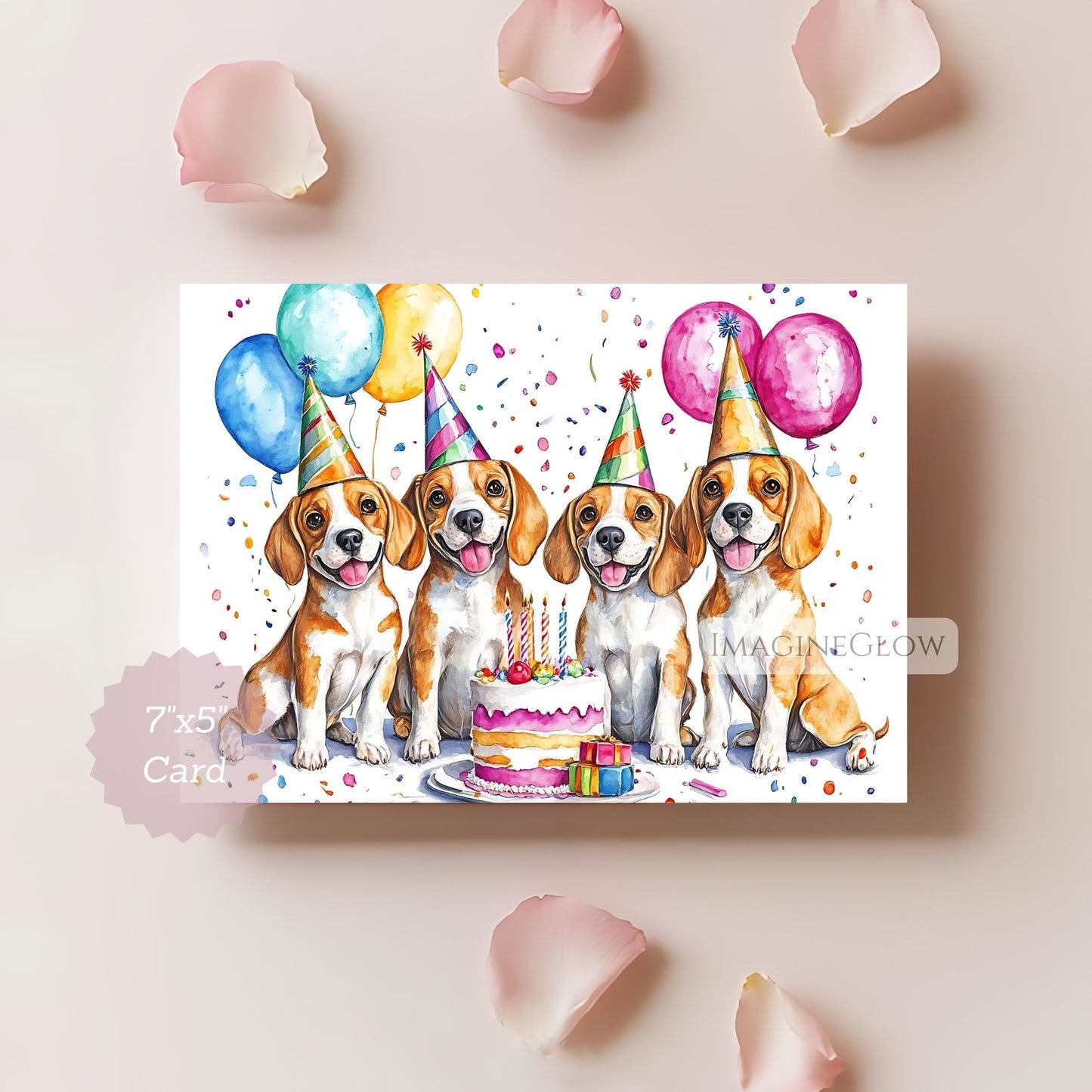 digital Beagle greeting card
cute Beagle puppy card
