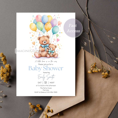 personalized baby bear invitation
