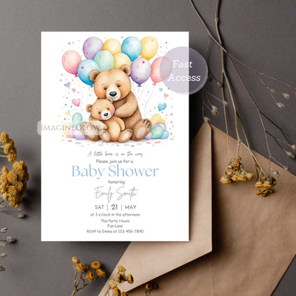personalized bear baby shower invite
mom and baby bear baby shower
