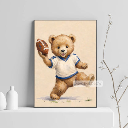 vintage bear football printable art
