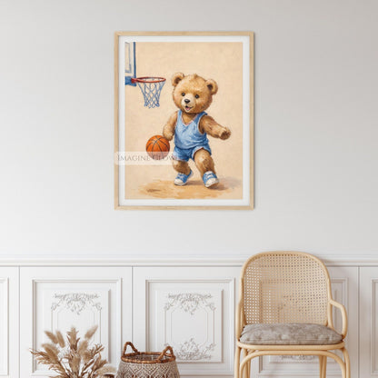 bear basketball kids room decor printable
