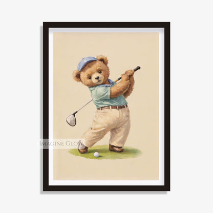 golf bear printable wall art
sports animal nursery digital download
