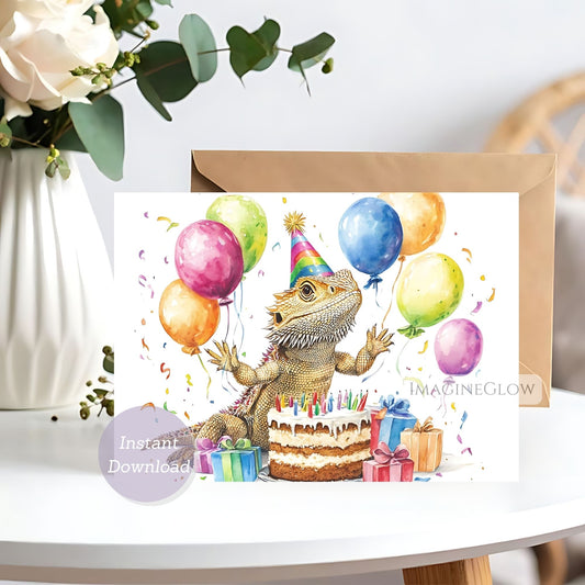 bearded dragon birthday card
lizard birthday greeting card
