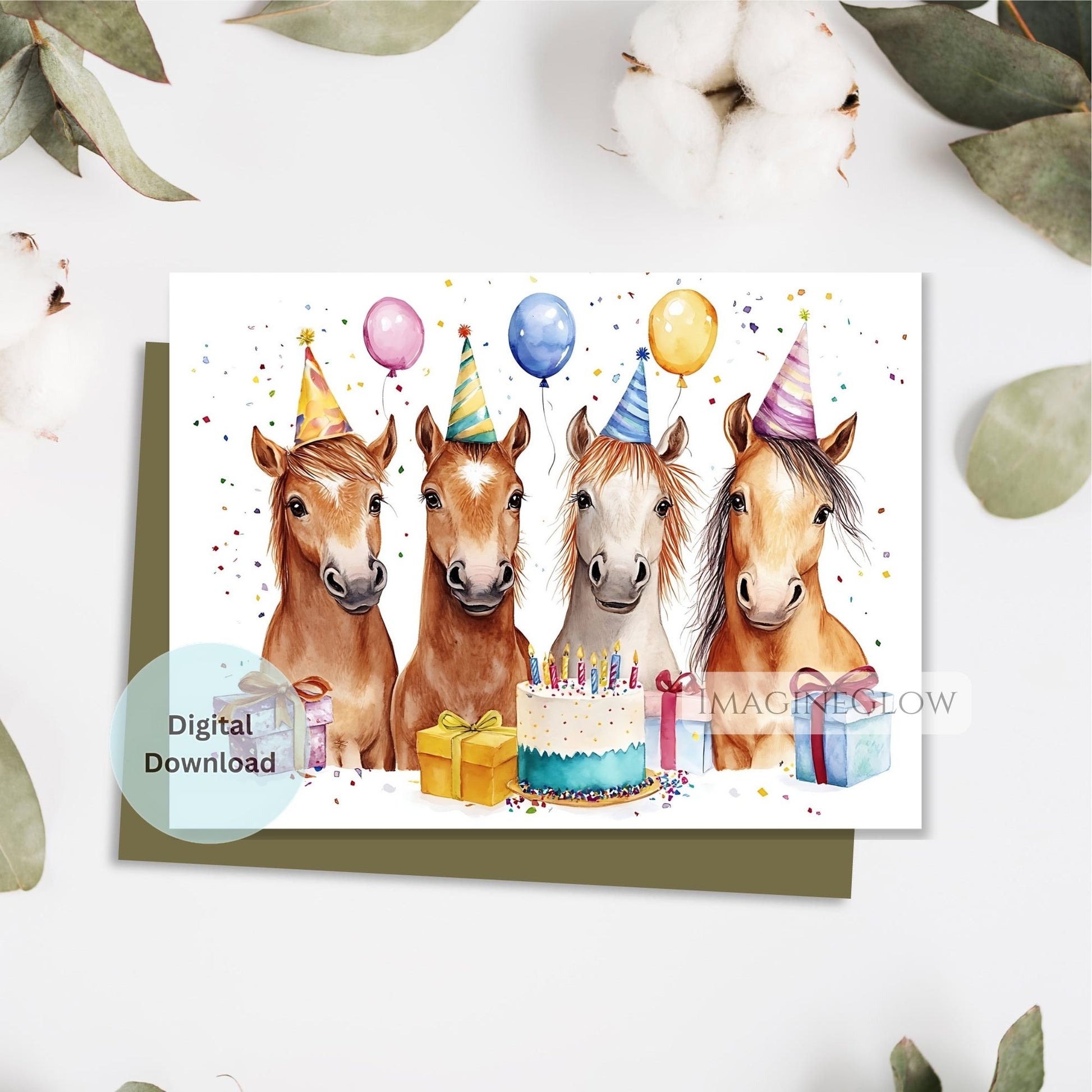 Horse birthday card with elegant equestrian design
Beautiful horse birthday greeting for animal lovers
