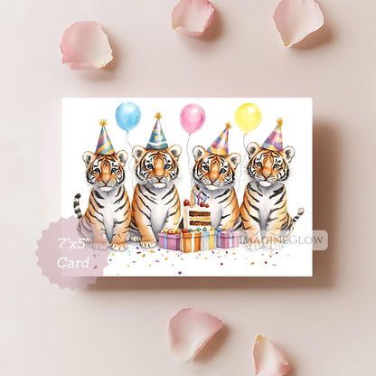 Tiger Birthday Card - Printable Fierce Tiger Greeting Card for Wildlife Lovers