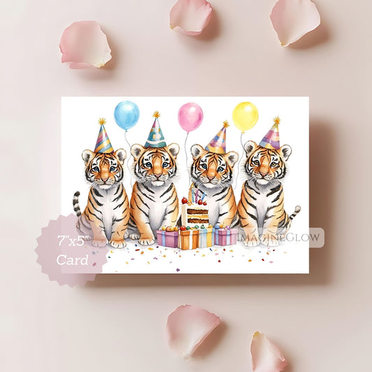 Tiger Birthday Card - Printable Fierce Tiger Greeting Card for Wildlife Lovers