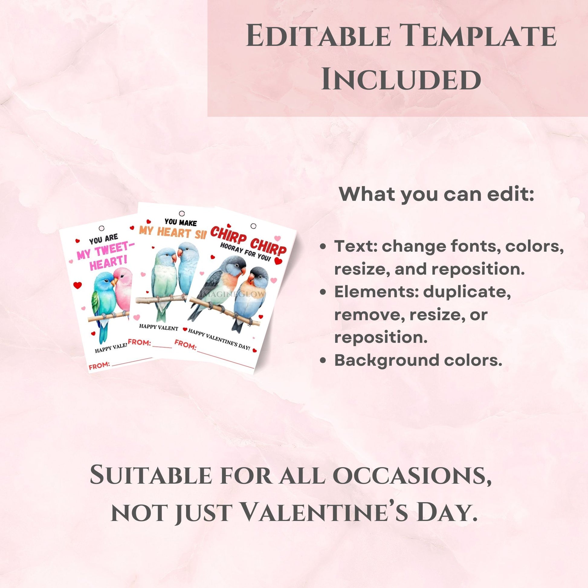 Lovebird couple Valentine’s gift tags for all ages
Personalized lovebird Valentine’s gift card tags