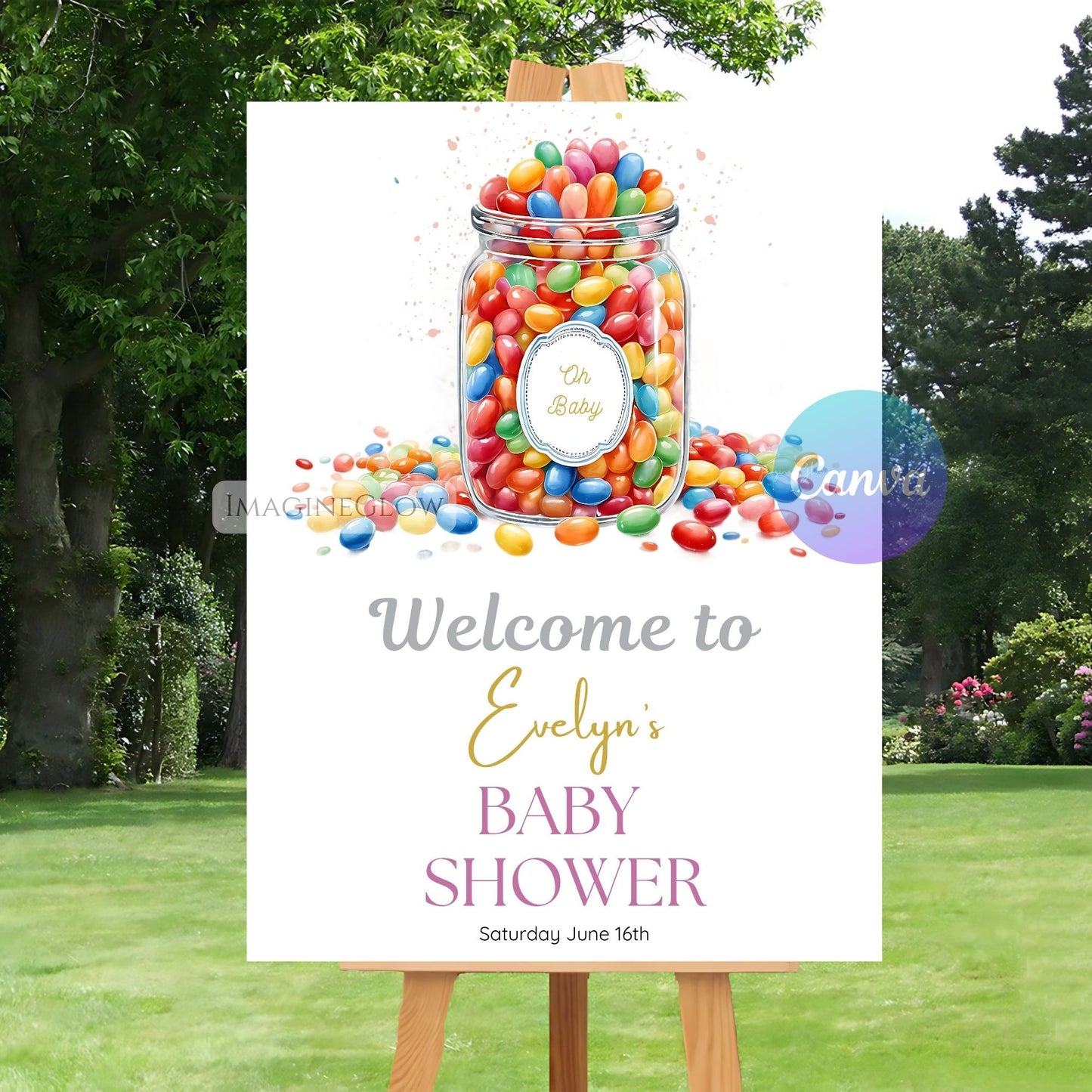 colorful jelly bean birthday decor
sweet treats theme party sign
