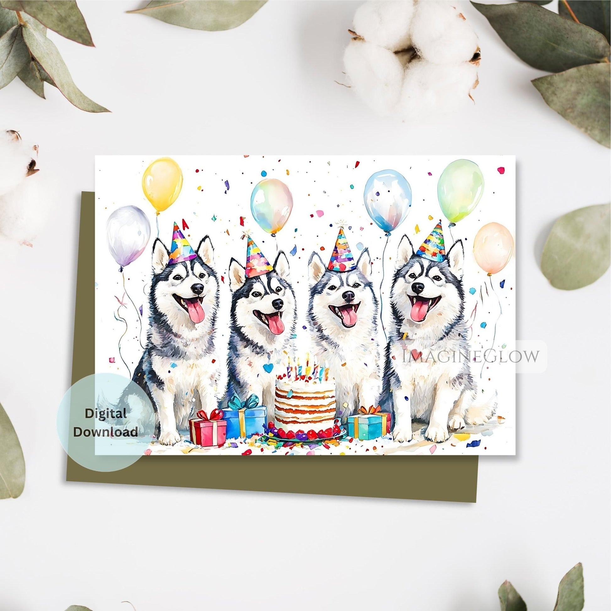 husky birthday card for kids
happy birthday husky card

