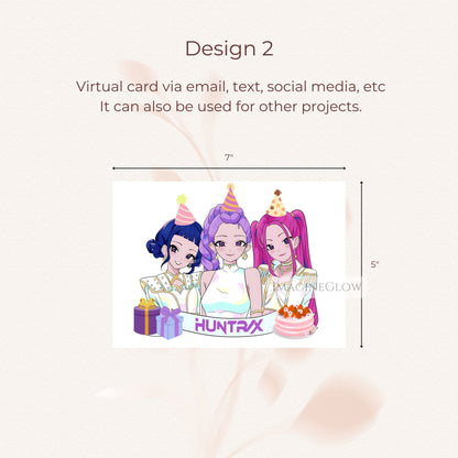 kpop themed demon hunters card
