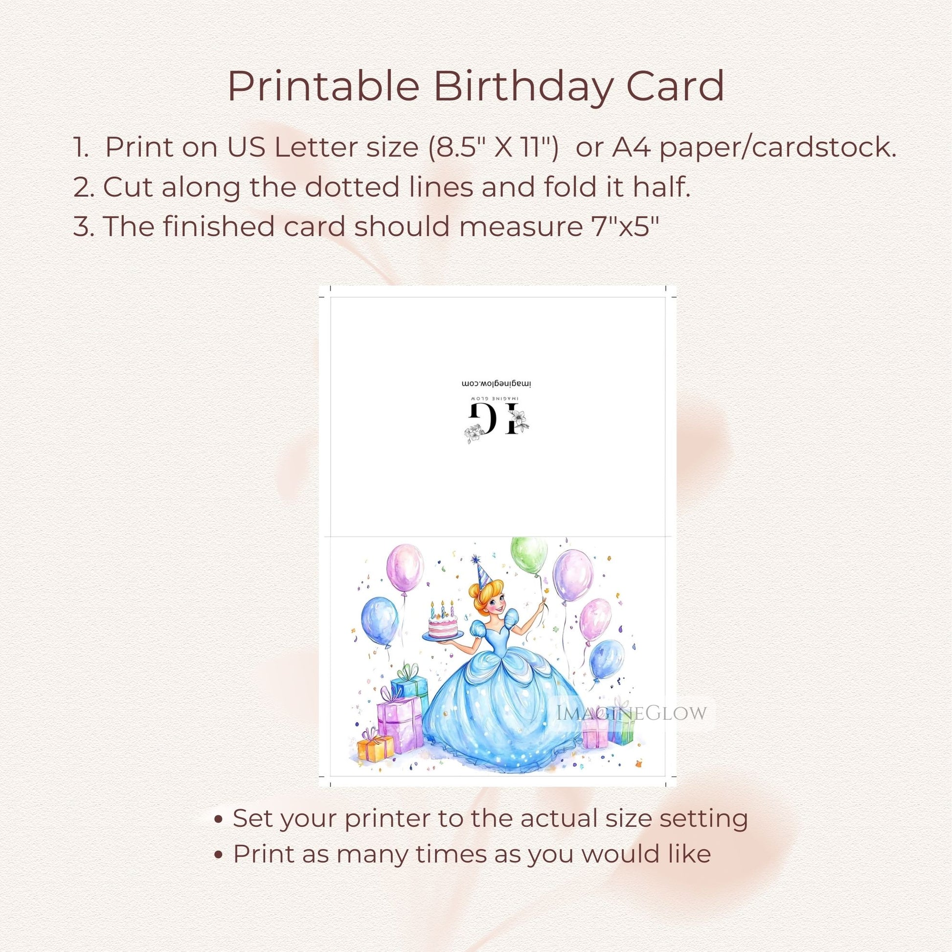 Whimsical Cinderella fairy tale birthday card
Cinderella happy birthday card for princess fans