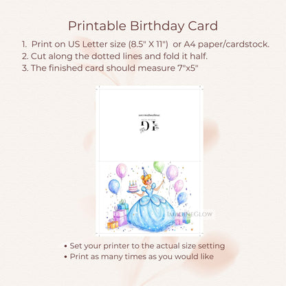 Whimsical Cinderella fairy tale birthday card
Cinderella happy birthday card for princess fans