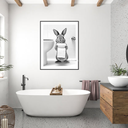 Bunny Restroom Wall Art - Funny Bathroom Humor Print - Digital Art