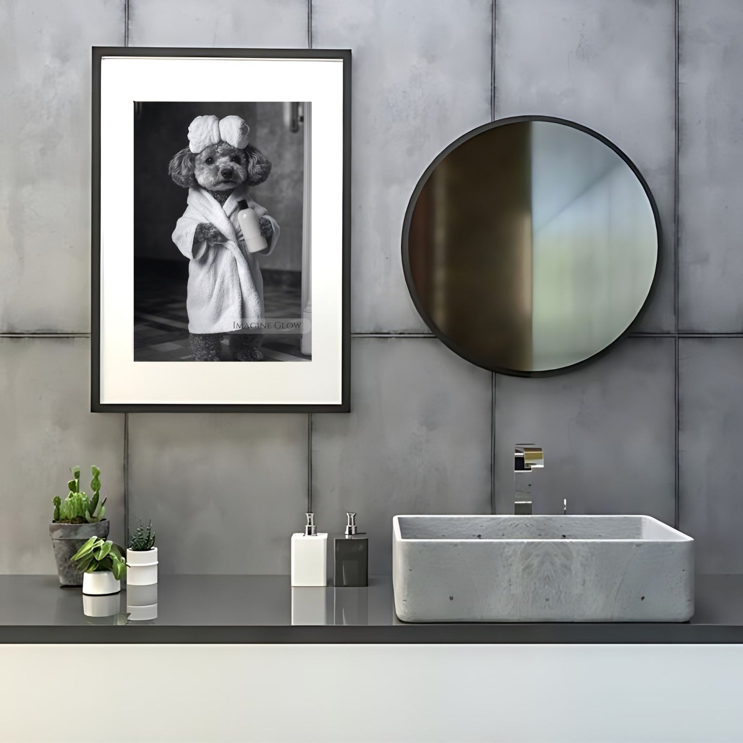 Toy poodle print bathroom decor
