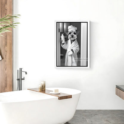 Humorous Miniature Schnauzer artwork for bathroom decor
