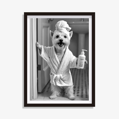 Black and white wall art West Highland White Terrier bathroom wall art decor 
