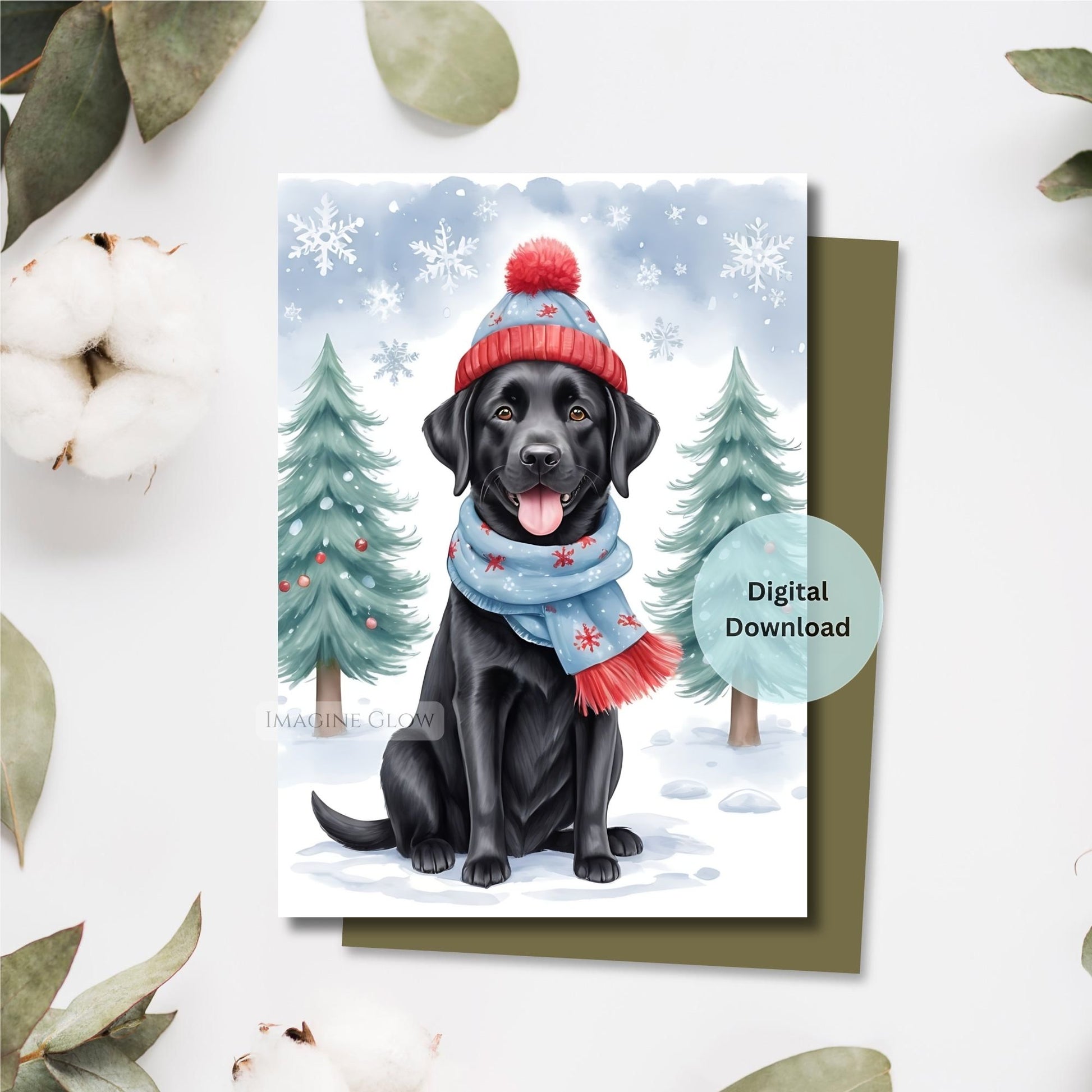 black lab christmas card festive dog design
