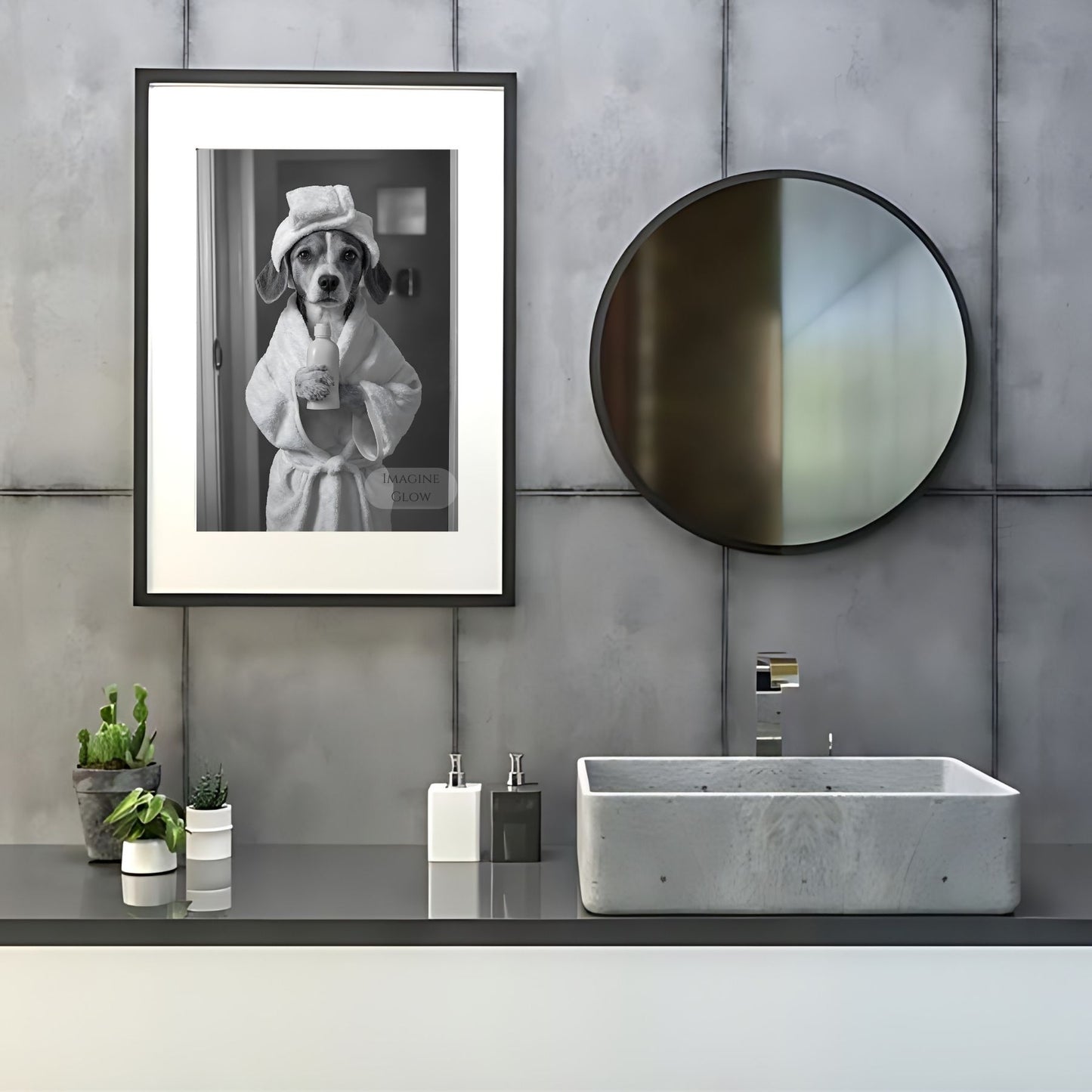 Playful Beagle-themed toilet art for bathroom decoration
