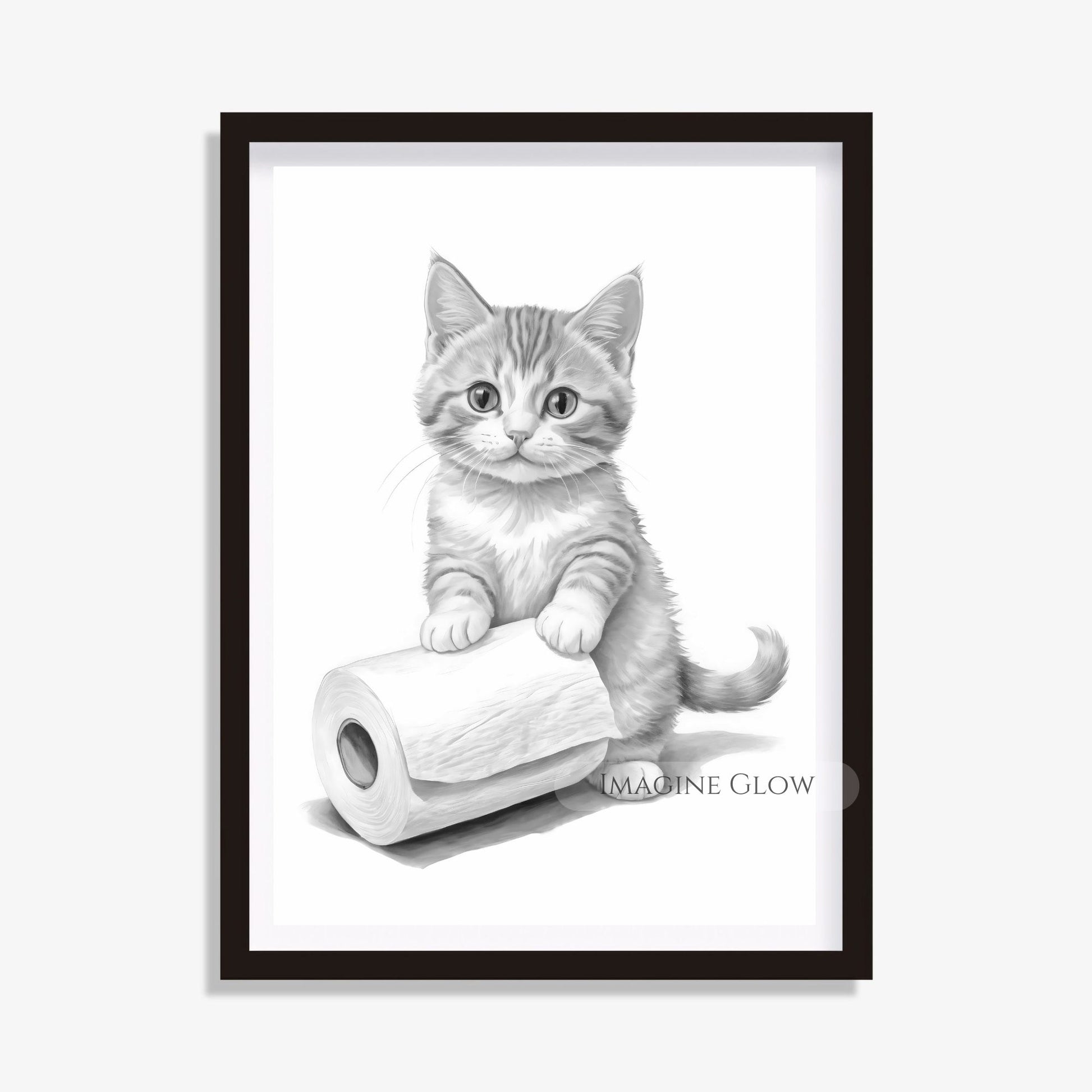 Minimalist cat wall art for bathroom decor
