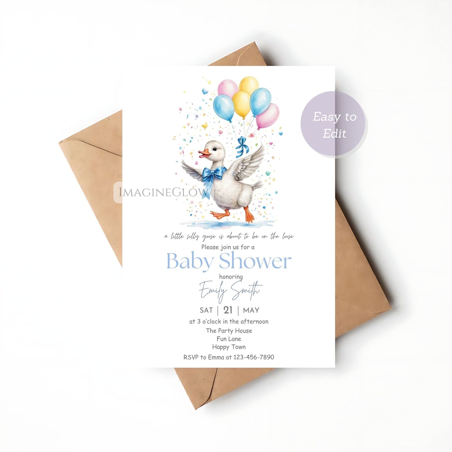 cute barnyard silly goose baby shower card
