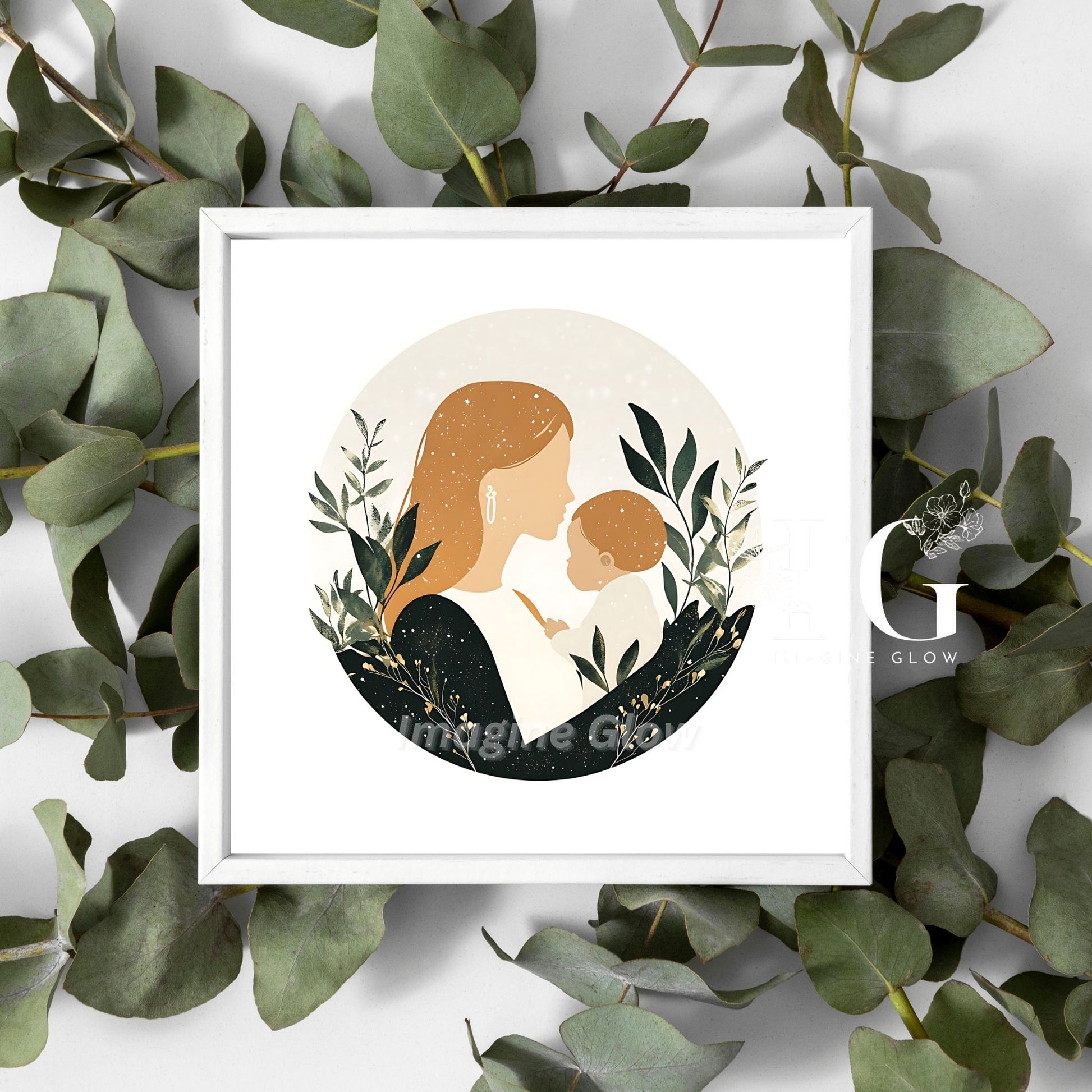 Motherhood art with boho style for wall decor