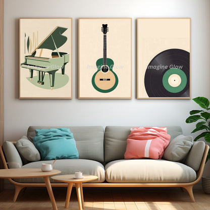 Artistic music poster in boho style for home