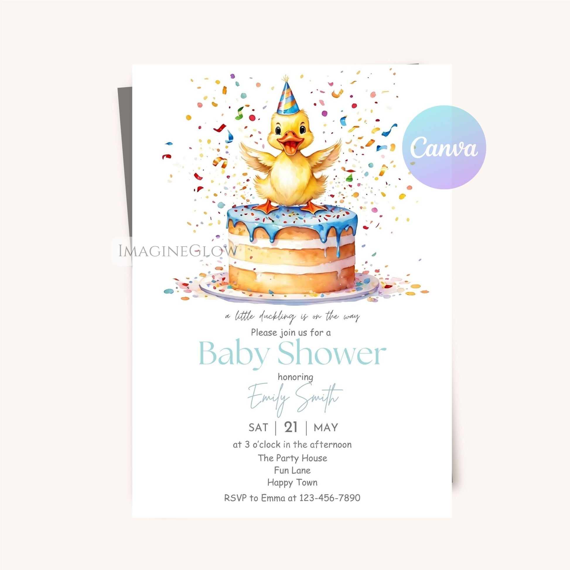 Books for baby card rubber duck blue theme
