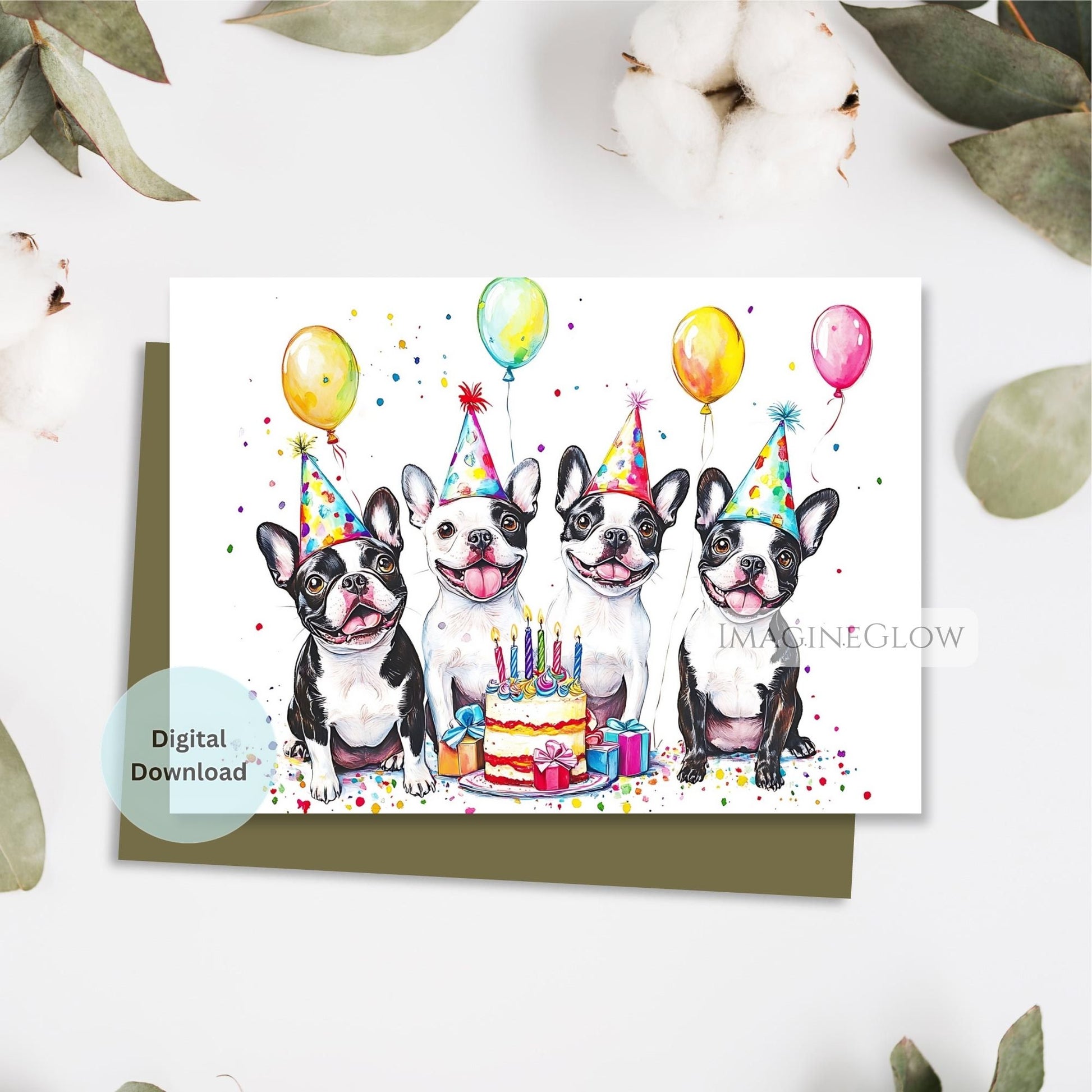 adorable boston terrier printable card
digital boston terrier birthday card
