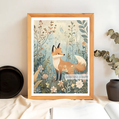 Fox with intricate floral details wall decor.
